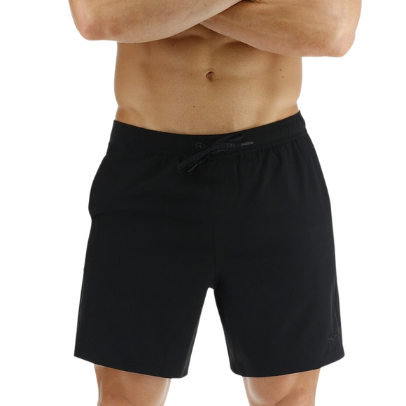 TYR Men Skua Solid Performance 7" Volley Shorts Black Size L - Picture 1 of 2